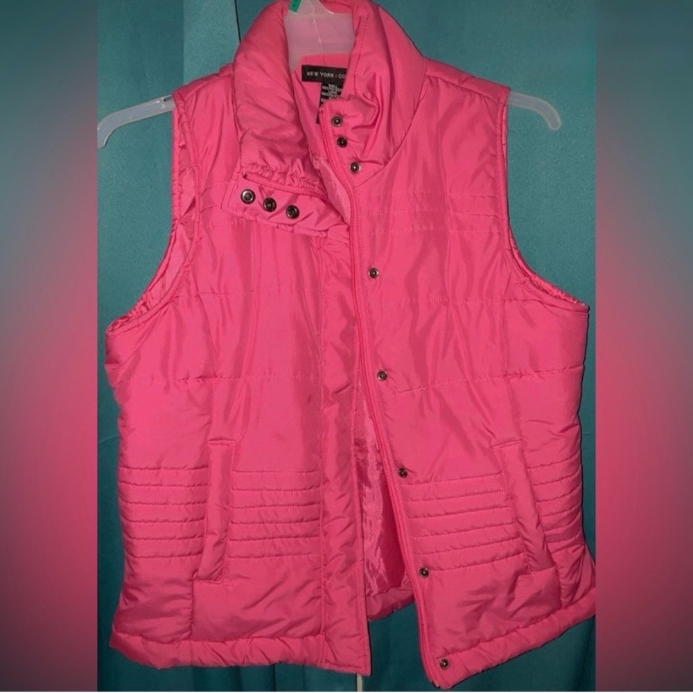 New York & Company Pink Puffer Vest Large - Picture 2 of 4